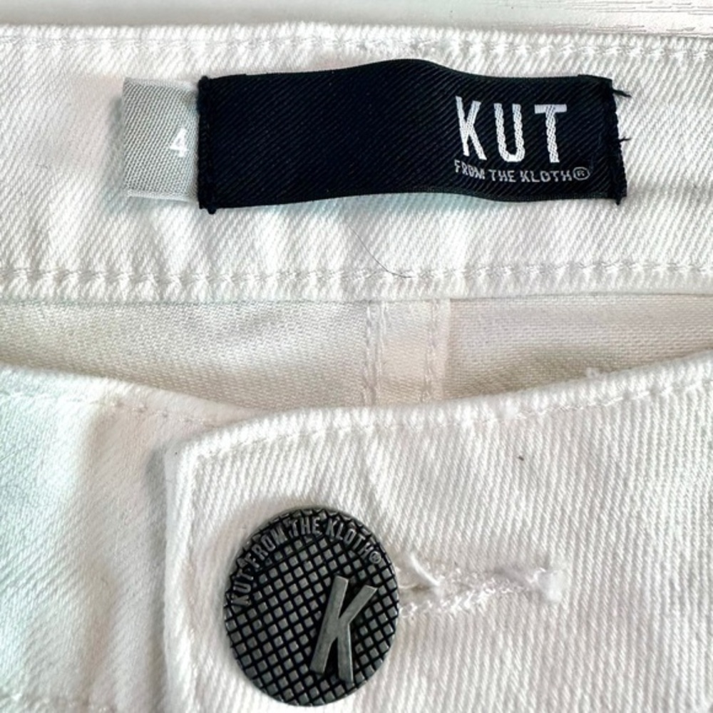 Kut From The Kluth Amy Crop Straight Leg White Wash Distressed Sz‎ 4 NWOT - Picture 3 of 5